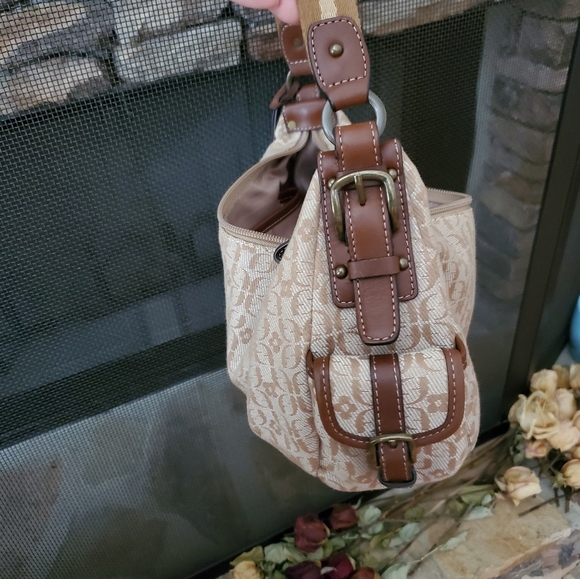 Vintage  Fossil Signature Canvas /Leather shoulder bag - Picture 8 of 14